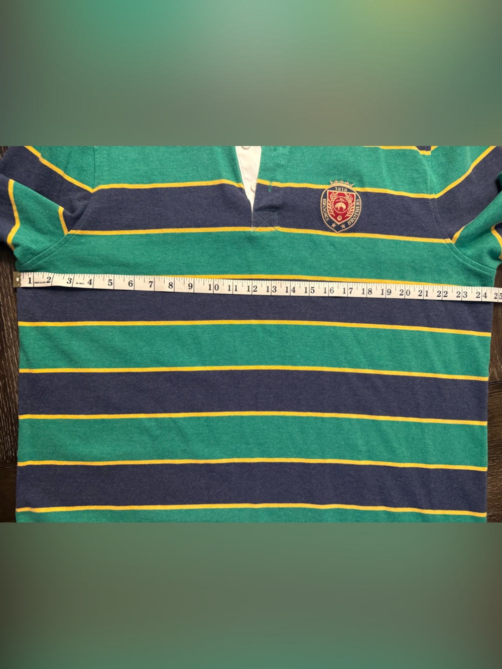 Brooks Brothers Men's XL Green Navy Striped Rugby Polo Shirt - Picture 4 of 8
